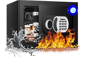 ToruKeep 1.3 Cu Ft Home Safe Box Fireproof Waterproof Digital Security Box Steel Construction with Electronic Keypad, Removable Shelf, Hidden Key Lock, LED Light for Document Money Jewelry Valuables
