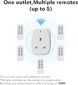 HBN Wireless Remote Control Plug Socket UK 13A 3120W 5 Pack 2 Remote 100ft view 4