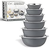 COOK WITH COLOR Stainless Steel Mixing Bowls Set - Nesting Bowls, 6 Pieces, Grey