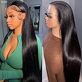 Iris Queen 28 Inch Straight HD Lace Front Wigs Human Hair Pre Plucked 12A 180 Density 13x4 Transparent Lace Frontal Wig with 