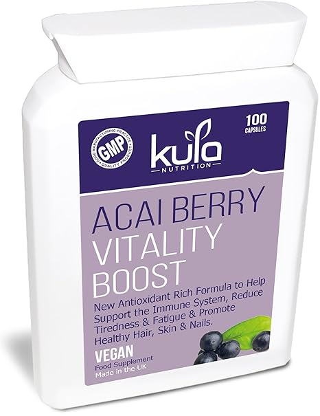 Acai-Beeren Vitalitätsboost - 100 Kapseln - Vegane Antioxidantien, reichhaltige, gesunde Nahrungsergänzungsmittel mit Acai-Be