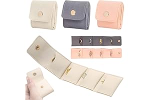 TPILOAW Mini Travel Jewelry Bag,Small Jewelry Bags 3 Pcs,Foldable Multifunctional Travel Jewelrys Pouch With Buckle,Mini Travel Jewelry Roll Bag with Buckle Snap Button for Bracelet Rings Necklace