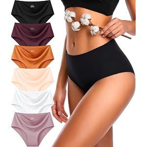 UNDER THE SEA Cotton Underwear Womens Plus Size Mid Rise Panties 6 Pack | Lightly Seamless,Highly Elastic and Durable Elastic
