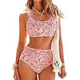 Herseas Women's Floral Print Bikini Sets Two Piece Swim Suits 2026 High Waisted Scoop Bathing Suits