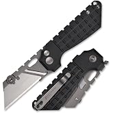 NMBT The Gripper Folding Utility Knife with Quick Change Blade (2537-BK) | Button Lock Box Cutter G10 Handle EDC with Pocket Clip Compact 3.65&ldquo; in Design for Office, Factory &amp; Daily Carry