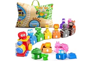 Bessome Soft Rubber Car Toy for Toddlers Over 18 Months, 2-3 Years Old, Counting, Matching & Sorting Montessori Learning Farm Train, Christmas Birthday Gift for Baby Boys Girls