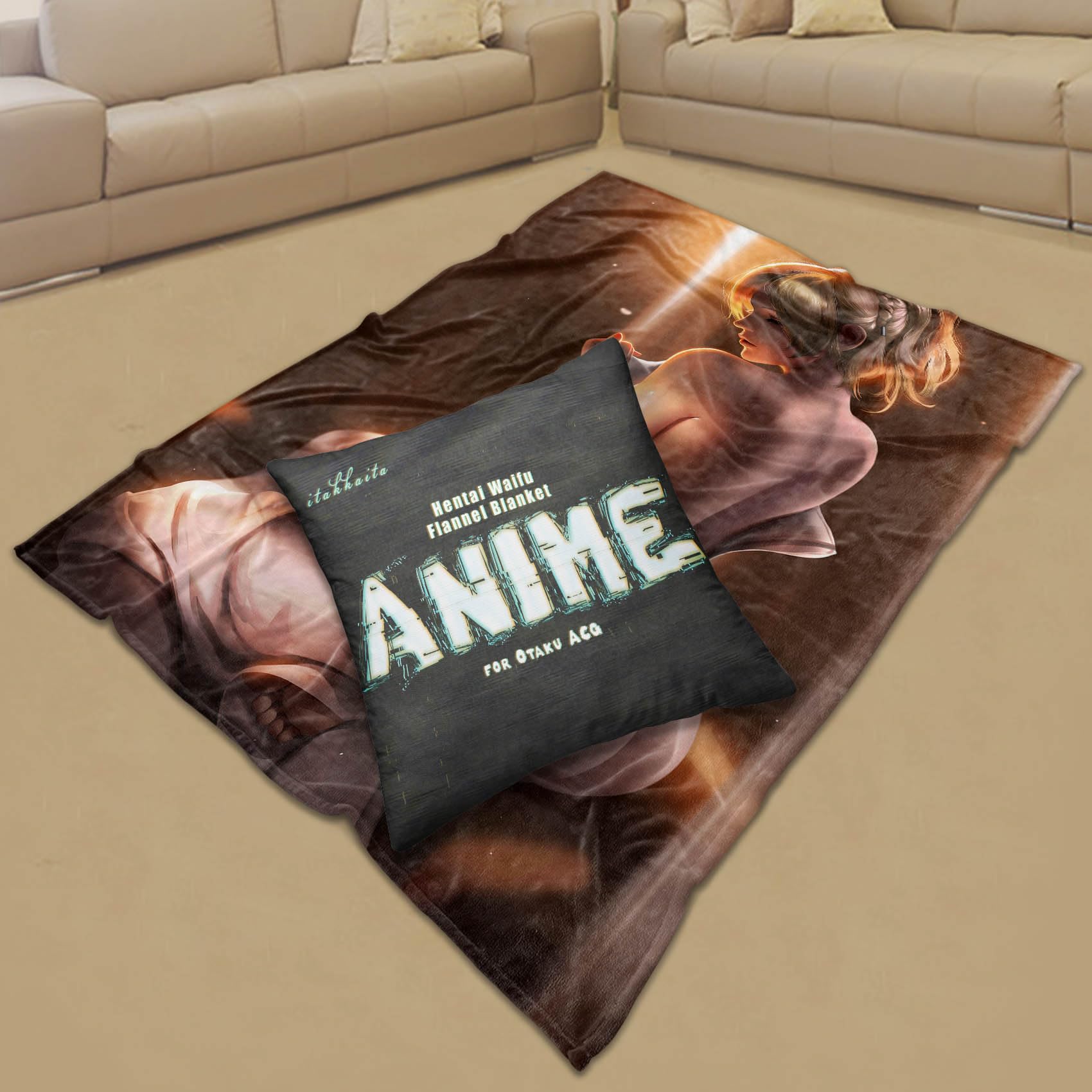 itakkaito Flannel Fleece Throw Blanket Naked Waifu