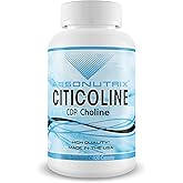 Absonutrix Citicoline CDP Choline 530mg, Nootropic Supplement, GMP Certified, Third-Party Tested, Easy to Swallow, 120 Veg caps, Improves Cognitive Skills, Supports Memory, Non-GMO, Made in USA