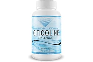 Absonutrix Citicoline CDP Choline 530mg, Nootropic Supplement, GMP Certified, Third-Party Tested, Easy to Swallow, 120 Veg caps, Improves Cognitive Skills, Supports Memory, Non-GMO, Made in USA
