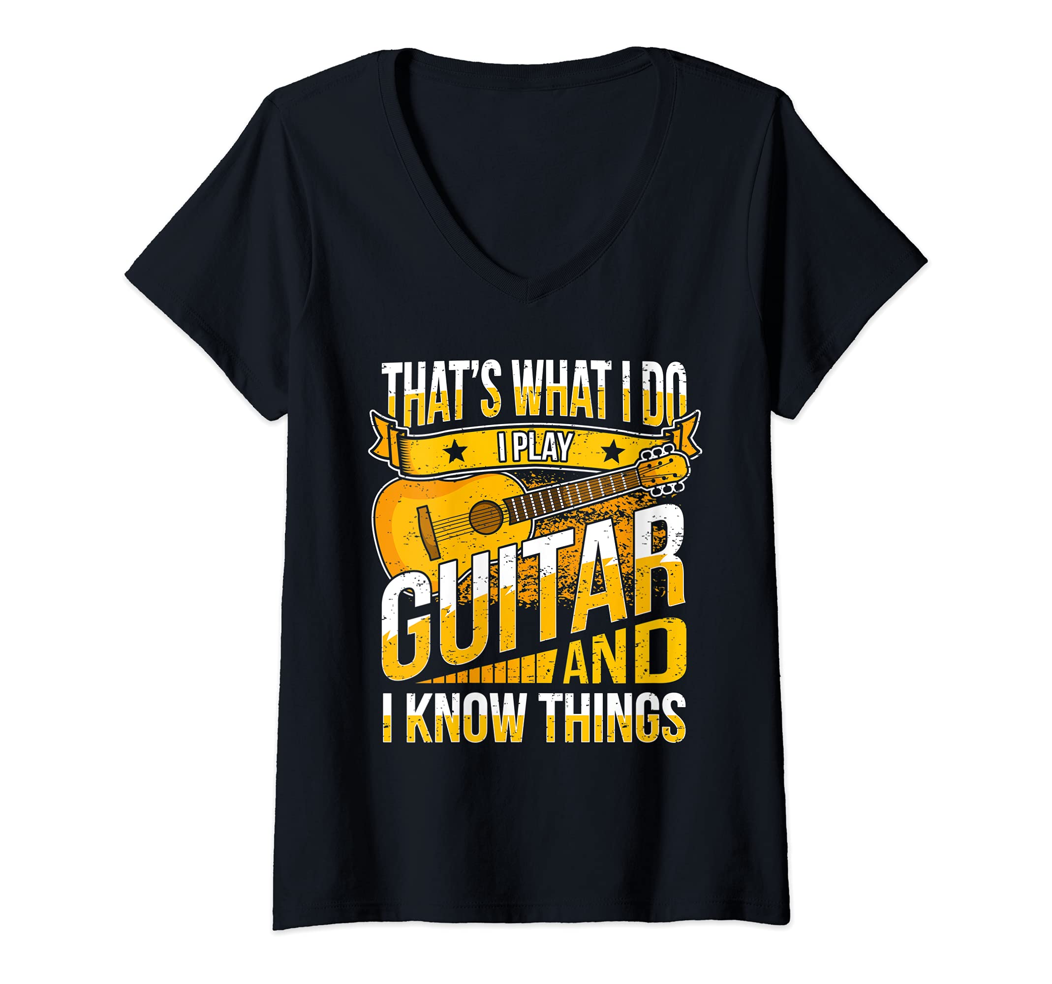 Womens Funny Guitar Player Saying Guitarist Graphic V-Neck T-Shirt