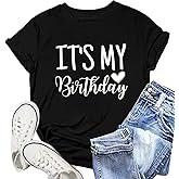 NEWKA Birthday Shirts for Women It's My Birthday Shirt B-Day Party Squad Tee Top