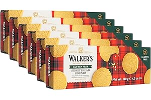 WALKERS Walker’s All-Butter Shortbread Rounds, Gluten Free Cookies - 9-Count Box (Pack of 6) - Authentic Shortbread Cookies from Scotland