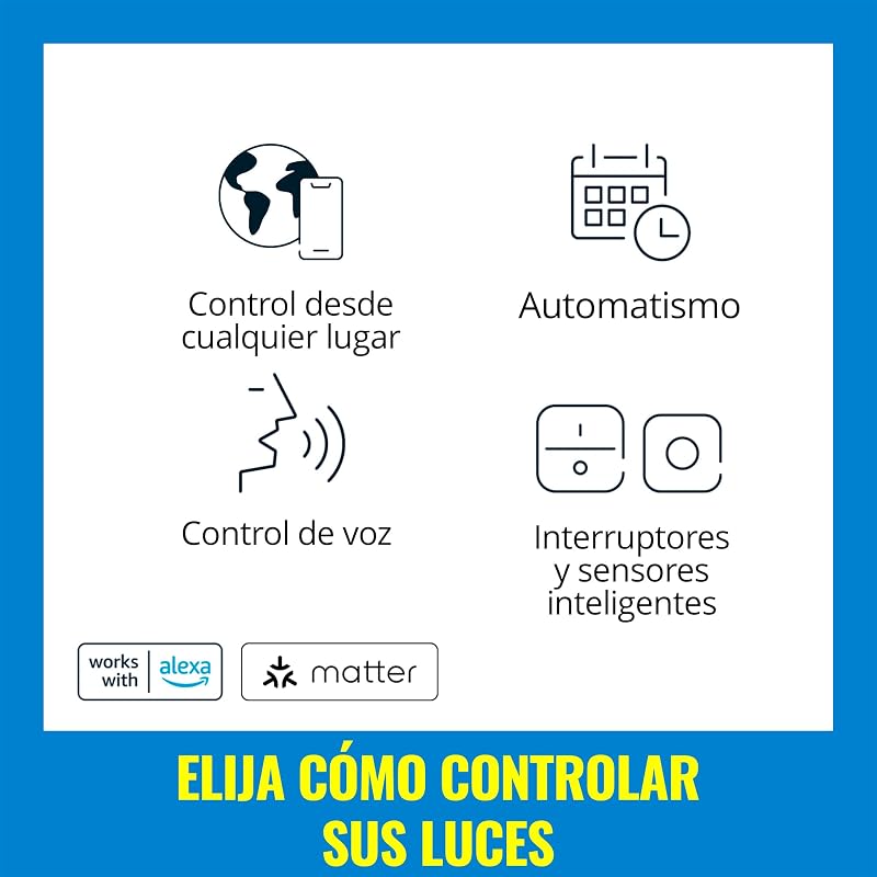 GU10 Glass Smart LED Spotlight, RGB, equivalente a 50 W, 2200-6500 K, 345 lm, regulável, compatível com Alexa, Google Assistant e Apple Home, 4 PCs.