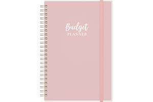 PINCHOCO Budget Planner - Budget Book with Bill Organizer and Expense Tracker, 6.3" x 8.4", 12 Month Undated Finance Planner/Account Book to Take Control of Your Money with PP Cover - Elegant Pink