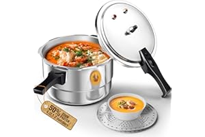 WantJoin 4QT Aluminum Pressure Cooker w/Release Valve & Multiple Protective Devices,Pressure Canner Compatible with Gas & Ind