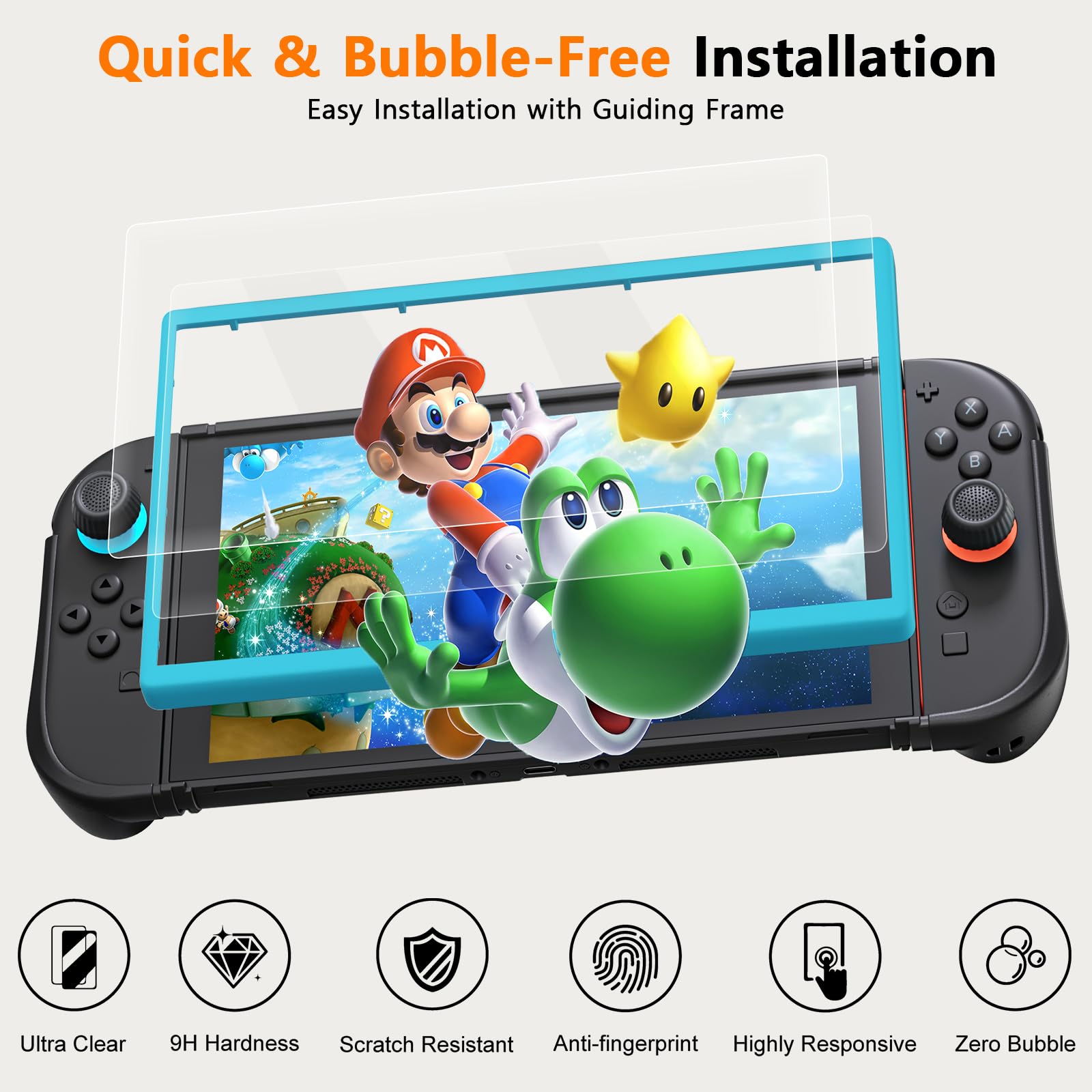 COOWPS 17-in-1 Switch 2 Pro Controller Zubehör-Bundle, Tragbare Tasche, Schutzfolie, Joy-Con Griffe, Lenkrad, Spielkarten-Etui, joystick kappen, Schutzhüllen für Switch 2 Konsole 4