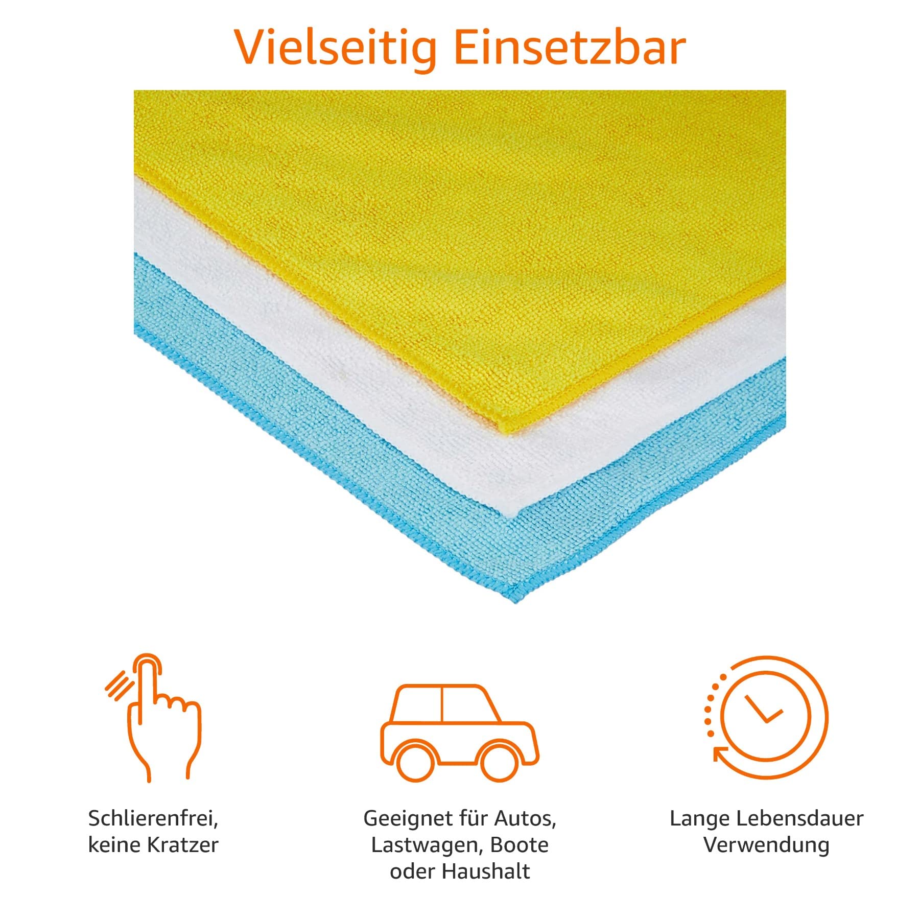 Amazon Basics Mikrofaser Reinigungstuch, 12 Stück, Mehrfarbig, 30.5 L x 40.5 B cm 4