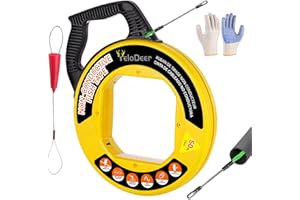 Yelodeer Fish Tape Wire Puller 50 FT x 4.5 mm with Gloves, PET Wire Fishing Tools for Walls and Electrical Conduit