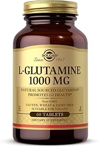 Solgar L-Glutamine 1000 mg, 60 Tablets - Natural Muscle Food - Promotes Gastrointestinal (GI) Health - Supports Brain Health - Non-GMO, Vegan, Gluten Free, Dairy Free, Kosher - 30 Servings