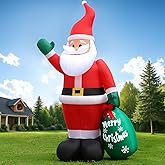 10 FT Christmas Inflatable Santa Claus Outdoor Decor for Yard, Giant Blow up Santa Decoration with Big Gift Bag, Built-in LED Lights for Garden Lawn Home Indoor Winter Holiday Party IP44 Weatherproof