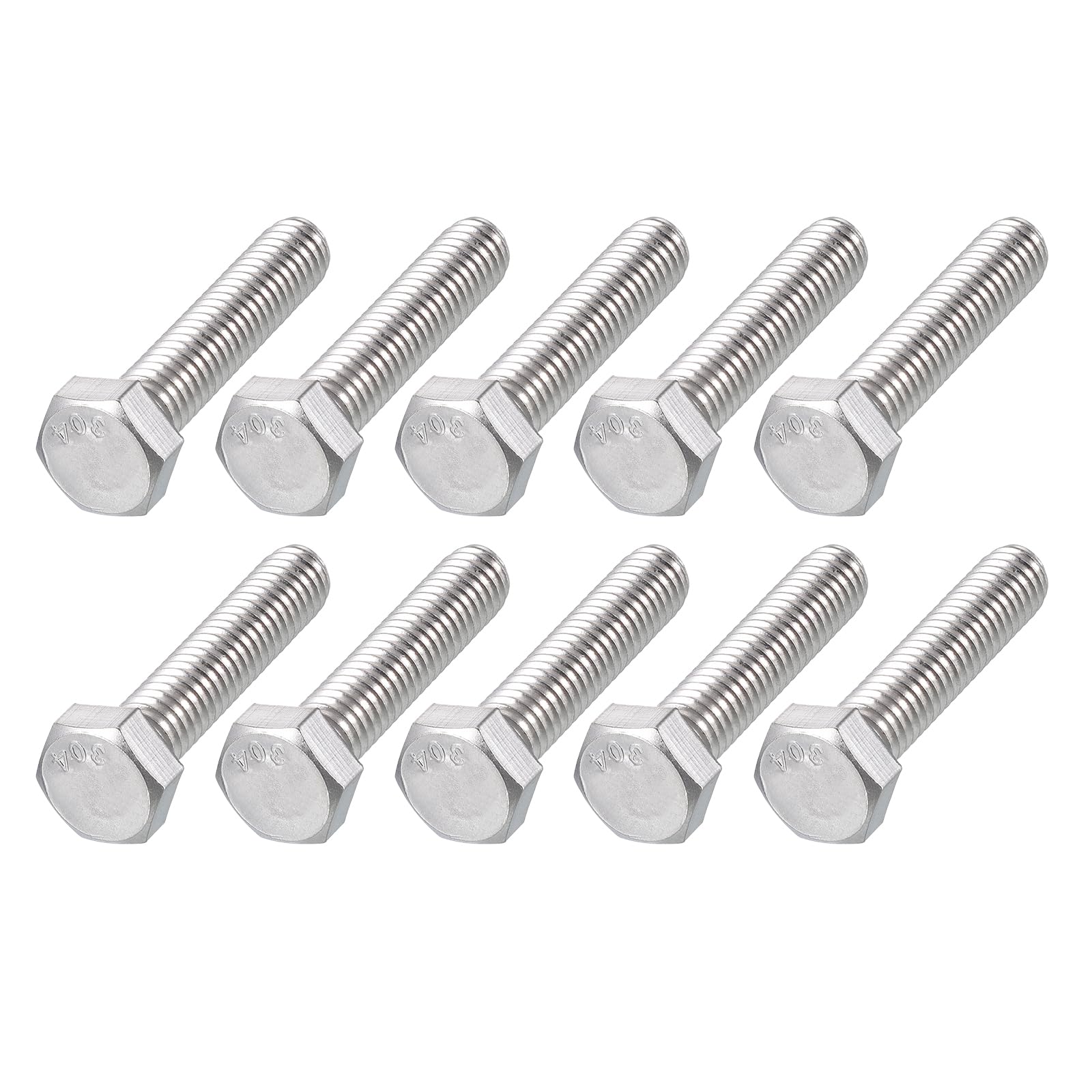 METALLIXITY Hex Head Bolts (5/16-18 x 1-1/2") 12Pcs, 304 Stainless Steel 18-8, Fully Threaded, External Hex Drive, Plain Finish, Hex Head Screw Bolt, Silver — image 1