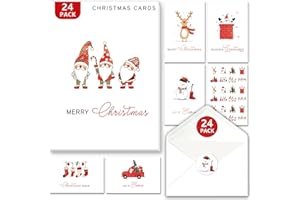 WENHUI Christmas Cards with Envelopes & Stickers 24 Pack, 8 Assorted Minimalist Designs with Christmas Messages, 4x6 Inch Holiday Greeting Cards with Envelopes & Stickers – Elegant Xmas Card Set for Friends, Colleagues & Clients