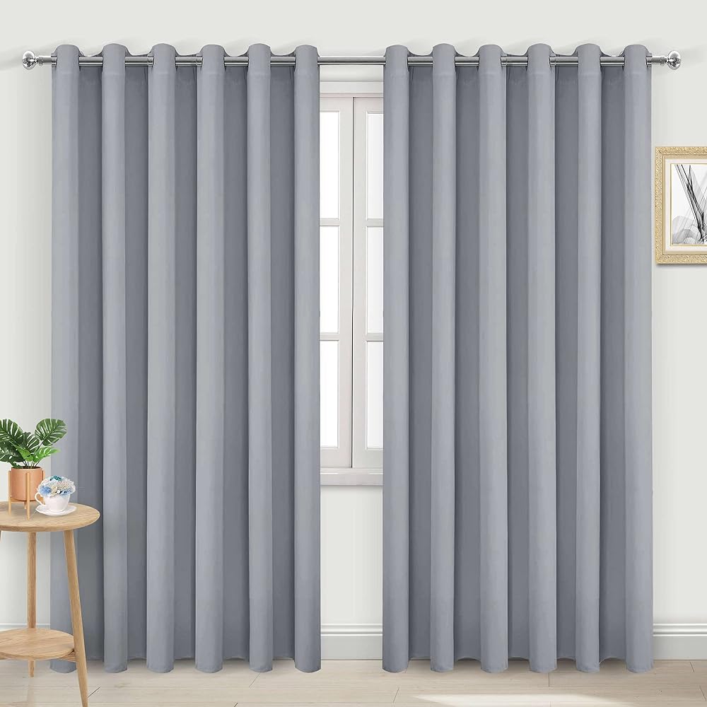 DWCN Blackout Curtains 90 x 90 inch Silver Grey 2 Panels Thermal Insulated