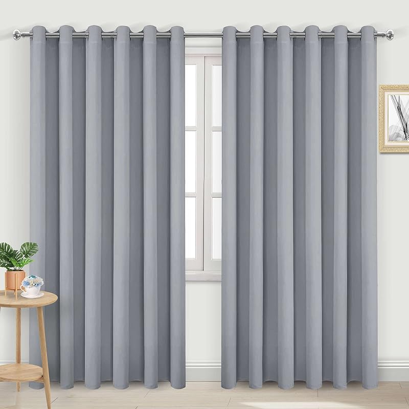 DWCN Blackout Curtains 90 x 90 inch Silver Grey 2 Panels Thermal Insulated