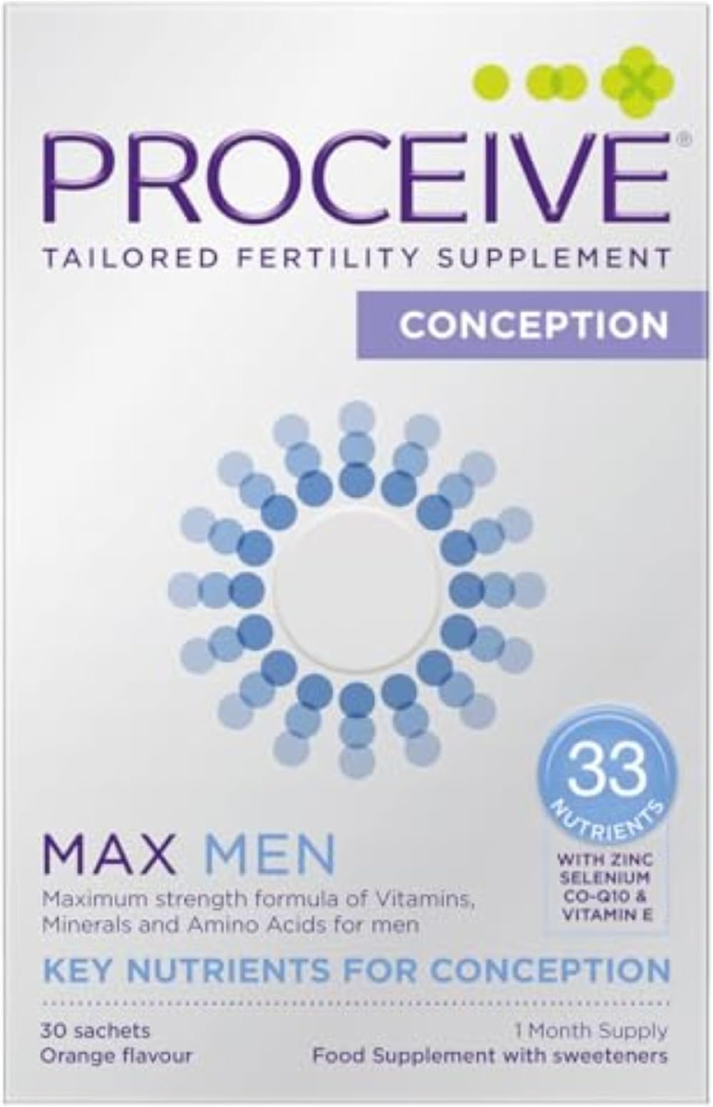 Proceive MAX Men Fertility Supplement 30 Sachets Vegan