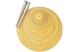 XIANFENGHU 5/8”~2-3/8" Diamond Cutting Wheel Titanium Coated 10PCS Saw Blades Kit with 2PCS Mandrel 1/8''Shank Cutting Wheel Set for Glass Crystal Ceramics Jade Gems Stone