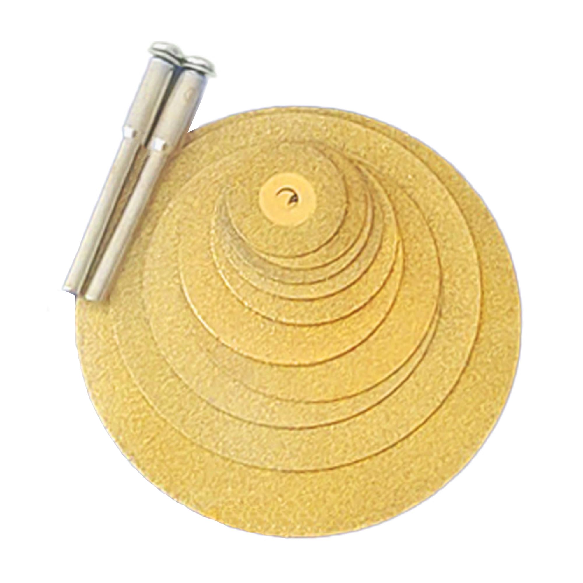 Photo 1 of Diamond Cutting Wheel 5/8”~2-3/8" Titanium Coated 10PCS Saw Blades Kit with 2PCS Mandrel 1/8inch Shank Cutting Wheel Set for Glass Crystal Ceramics Jade Gems Stone