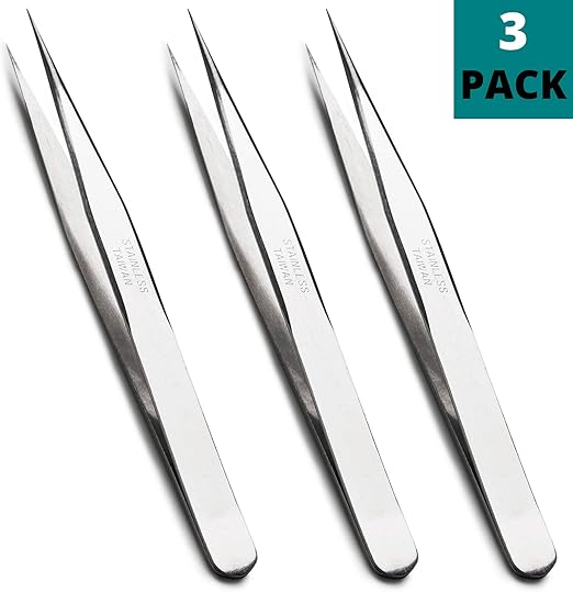 Beaditive High Precision Tweezers 3 Pack 4.7" Craft Tweezers for Sewing, Beading