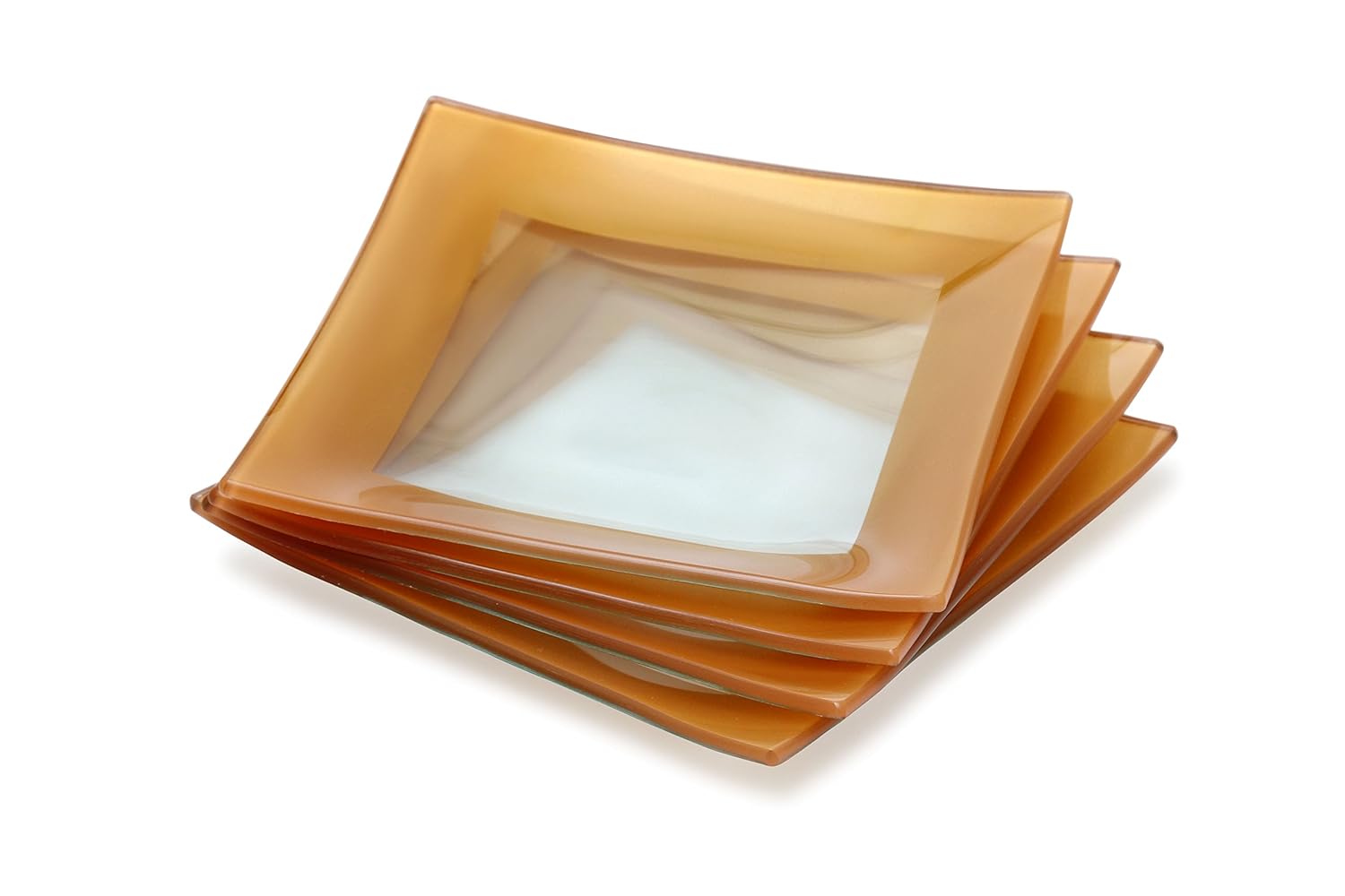 Elegant Designed Square Tempered Glass Dessert Plates Set 4 Dishwasher