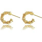 Gold Silver Plated Fragmented Hoop Earrings for Women, Dainty Textured Huggie Hoops, Hypoallergenic Statement Jewelry for Daily Special Occasions
