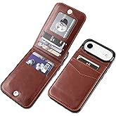 KIHUWEY Compatible with iPhone 17 Air Case Wallet with Credit Card Holder, Flip Premium Leather Magnetic Clasp Kickstand Heavy Duty Protective Cover for iPhone 17 Air 6.5 Inch (Brown)
