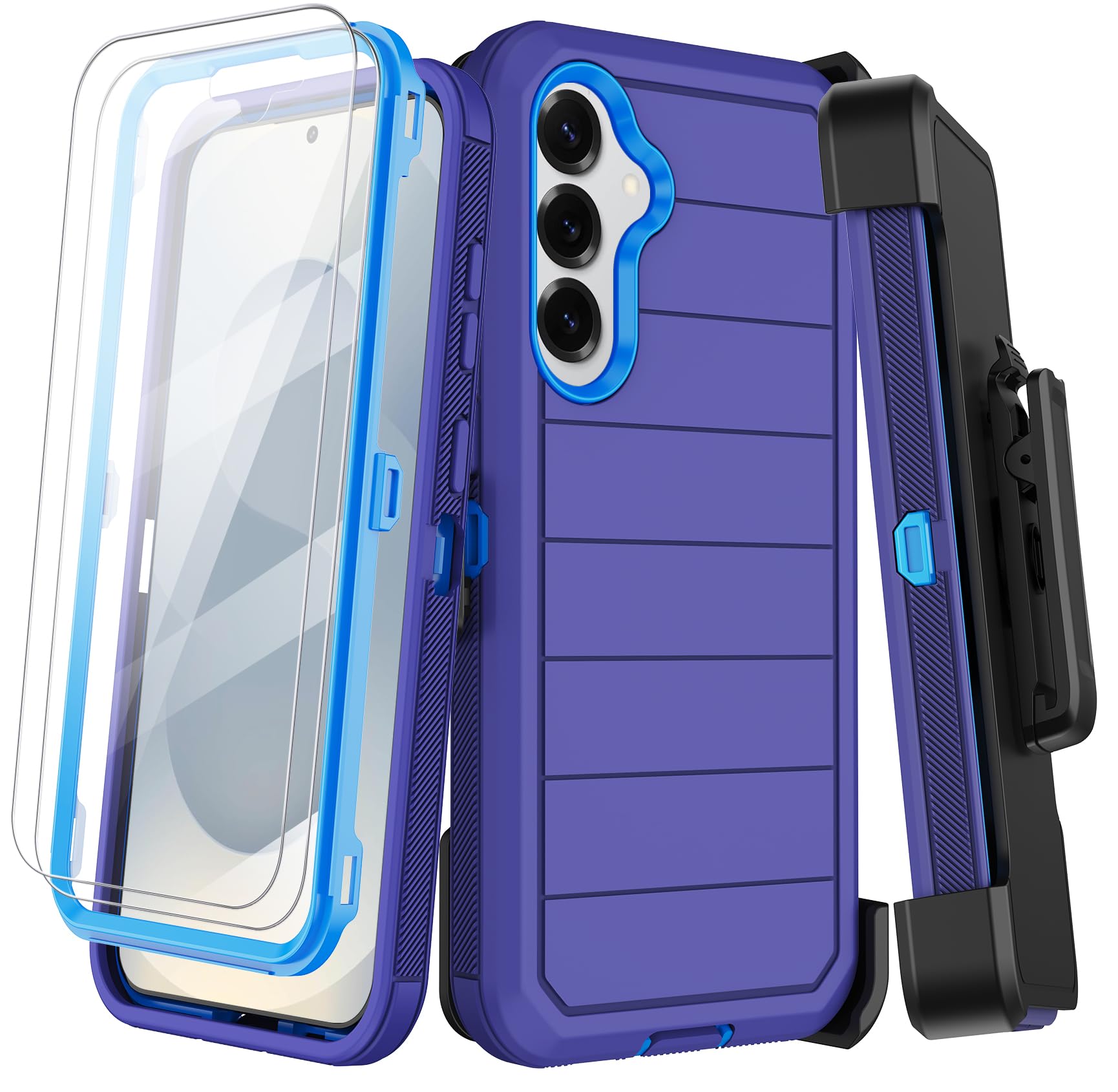 Photo 1 of KECAI for Samsung Galaxy S25 Case with Belt Clip Holster & Kickstand,2X Screen Protector,Heavy Duty Shockproof Drop Protection Military Grade Full Body Rugged Phone Cover (6.2 Inch) (Deep Blue)