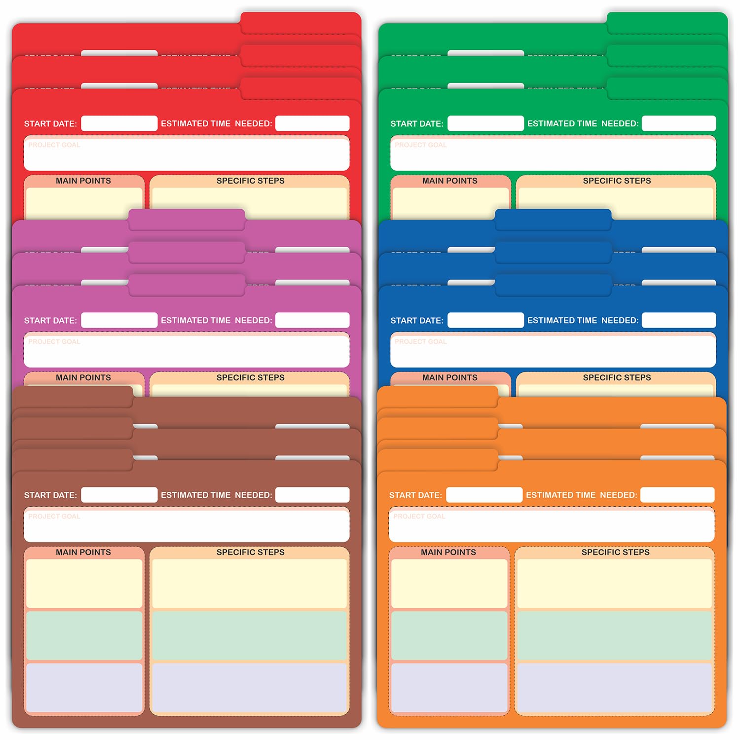 Photo 1 of PARTH IMPEX 60 Pack Project File Folders, 1/3 Cut Tab with Assorted Positions, Letter Size Paper Holders (9.37” x 11.75”) Preprinted Job Tracking Manila Colored File Jackets for Office School Work