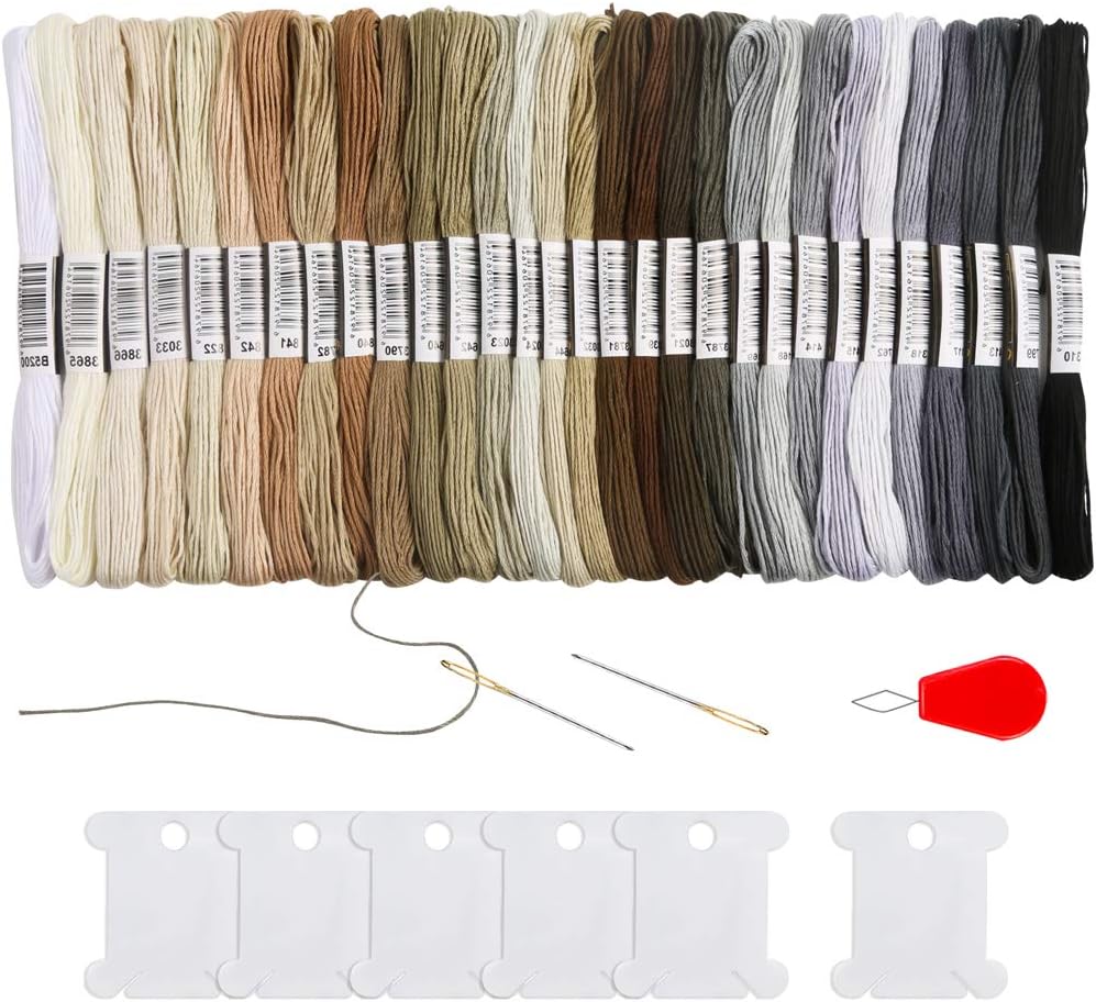 Pllieay 30 Skeins Friendship Bracelets Floss, Black to White Gradient Grey Embroidery Floss