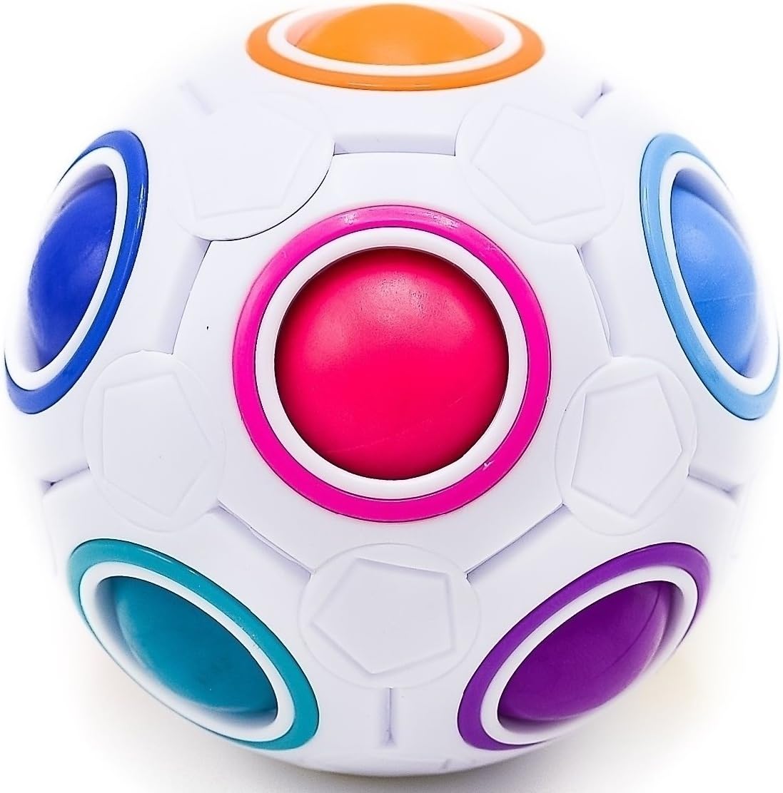 Toyzabo Challenging Puzzle Speed Cube Ball, Matching Colors Game, Fun Fidget Toy Brain Teaser with 11 Rainbow Colors