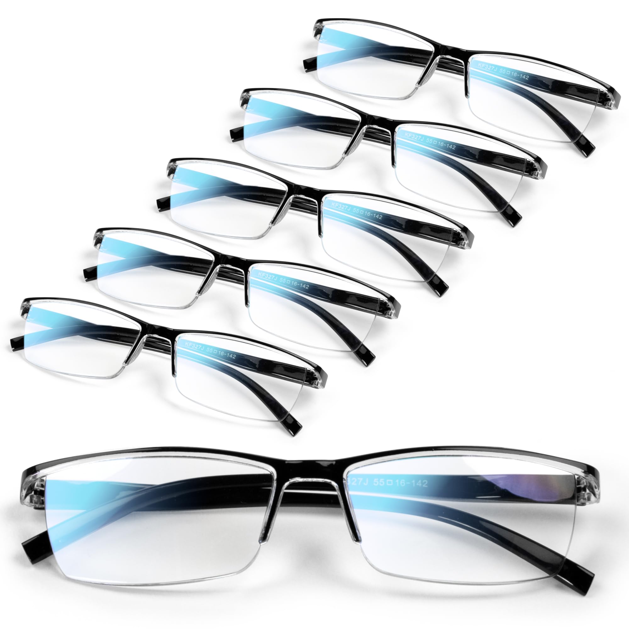 thumbnail image 2 of Men's Half Frame Blue Light Blocking Reading Glasses – Spring Hinge – Polycarbonate Clear Lens 2 of 4