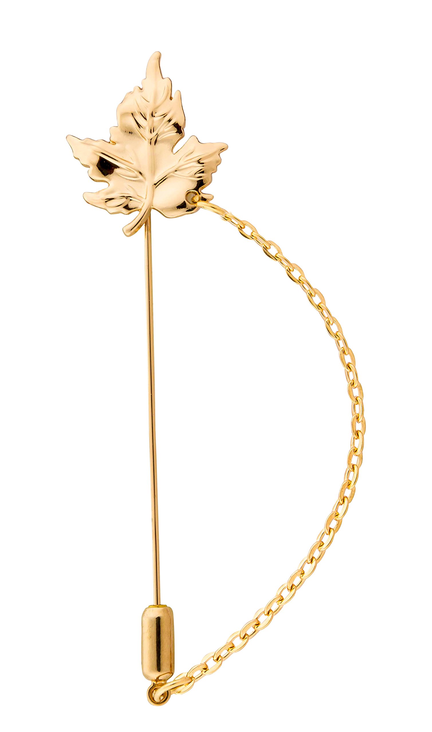 Brooch Lapel Pin for Men Golden Leaf with Hanging Chain Lapel Pin Shirt Stud Golden Badge Coat Suit Wedding Gift Party Shirt Collar Accessories