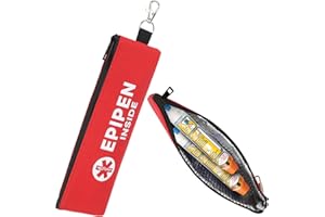 SUNMON EpiPen Carry Case, Emergency Medical Bag EpiPen Pouch with Carabiner, Maintain Med Effectiveness, Fits 2 EpiPen, Eye D
