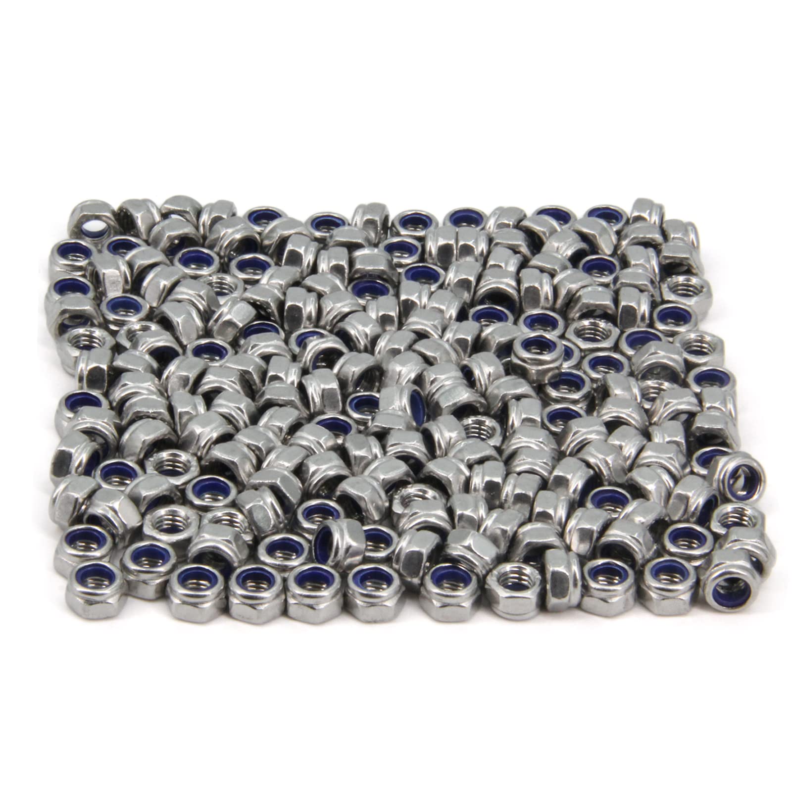 Yeebyee M5 x 0.8mm Pitch 304 Stainless Steel Self-Locking Hex Lock Nuts, Nylon Insert LockNuts Silver Metric Self Clinching Hex Lock Nuts for Hardware Parts, 200pcs/pack (M5-200pcs)