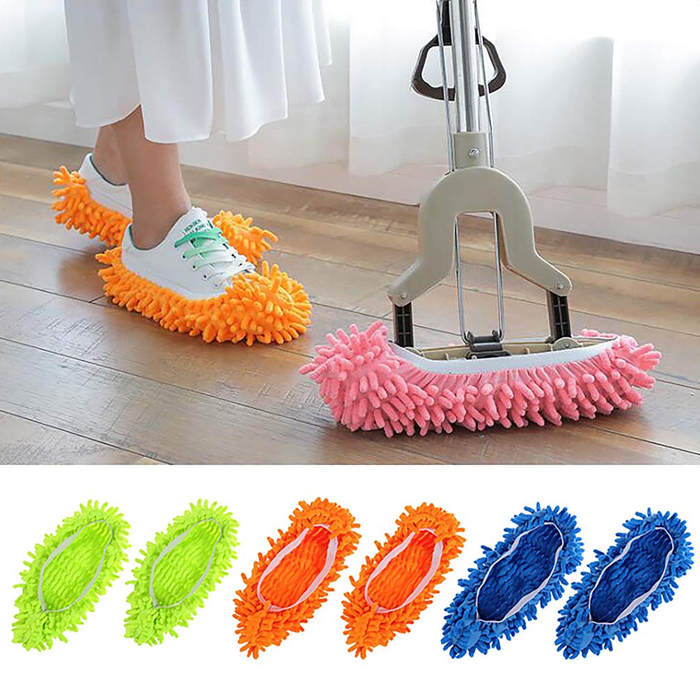 Mop Slippers,Microfibre Slippers,Floor Cleaning Slippers Easy to Clean Bathroom Office Kitchen Living Room Floor(3 Pairs)