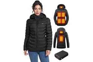 VARMCORE Women’s Heated Jacket with 12V 20000mAh Battery – Electric Warming Coat, 6 Heating Zones for Cold Weather.