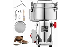 Uargd 2500g Electric Grain Mill Grinder, 3400W High-Speed Stainless Steel Pulverizer for Dry Grains, Spices, Coffee, Corn, an