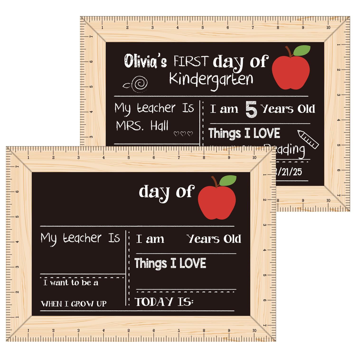 Photo 1 of First and Last Day of School Chalkboard Sign Double Sided Board Reusable Back to School Sign Welcome Back to Kindergarten Photo Prop