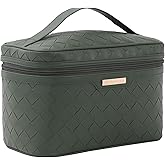 Dajasan Makeup Bag Cosmetic Bag, Travel Makeup Bag, Large Capacity Makeup Organizer Case, Large Toiletry Bag for Women Girls, PU Leather Waterproof 11.81 x 6.7 x 7.09 Inch (Green)