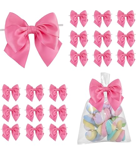 50 Pcs 4 Inch Grosgrain Ribbon Bows - Pre-Tied Twist Tie Gift Bows For Wrapping