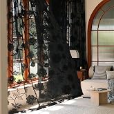 Black Sheer Lace Curtains for Bedroom Living Room 54x84" Vintage Halloween